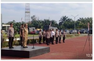 Bupati Rokan Hulu H Sukiman Jadi Irup Saat Apel Bersama Pimpinan Forkopimda