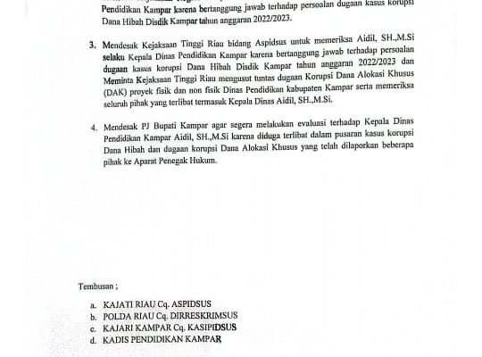 Aliansi Gerakan Pemuda Mahasiswa Riau Batal Gelar Aksi Demo di Kejaksaan Kampar, Ada Apa?