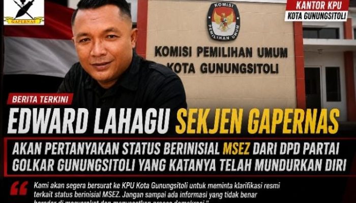 Pengantin PAW Kabarnya Sudah Memundurkan Diri Dari Partai Golkar, Sekjen GAPERNAS Akan Surati KPU Kota Gunungsitoli